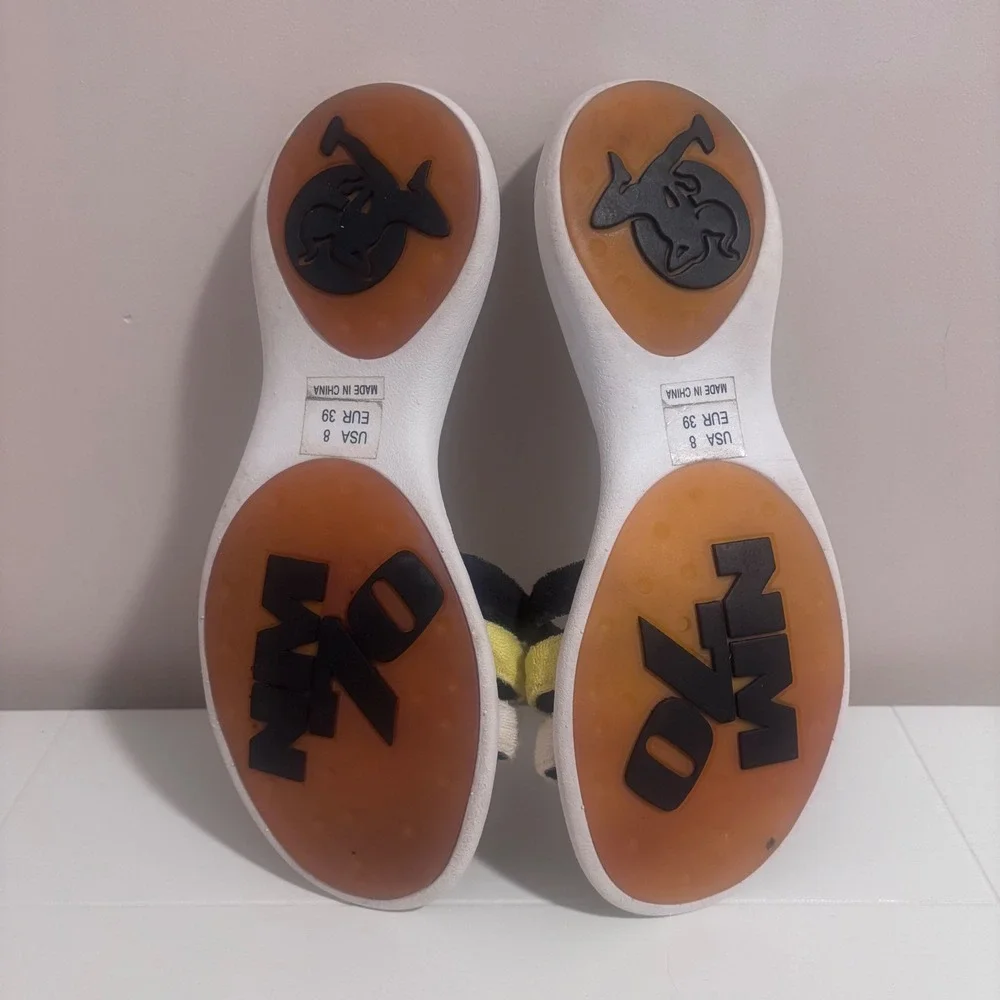 NM70 Vintage Y2K Cyber-Rave Sport Slides Gorpcore Black Yellow Women USA 8